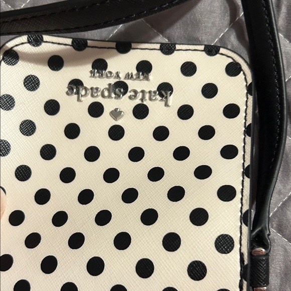 Kate Spade Black and White Polka Dot Crossbody Bag/cell phone bag. Adjust strap. - Picture 9 of 14